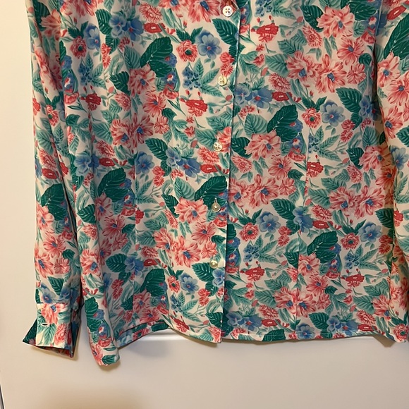 Unisex vintage floral blouse sz10 - Picture 5 of 6